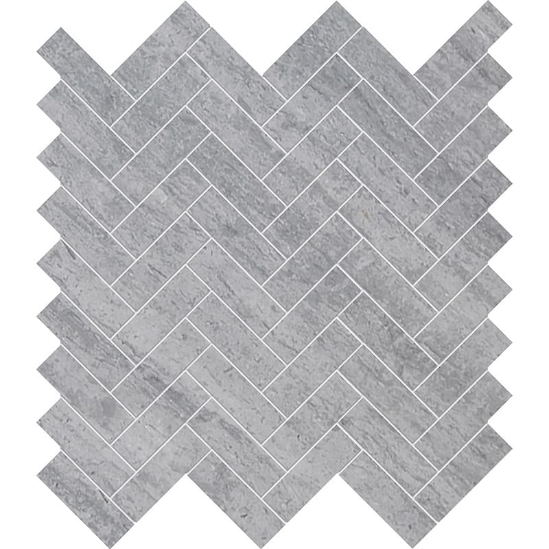 Atelier Grey Light Honed Herringbone 1x3 Marble Mosaics 12 1/8x13 3/8 Marble Honed 12x12 Mosaics