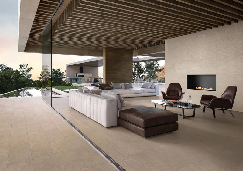Veneer World Atelier Infinity Wave Desert Stone Look Porcelain Tiles 12x24 by landmarkceramics