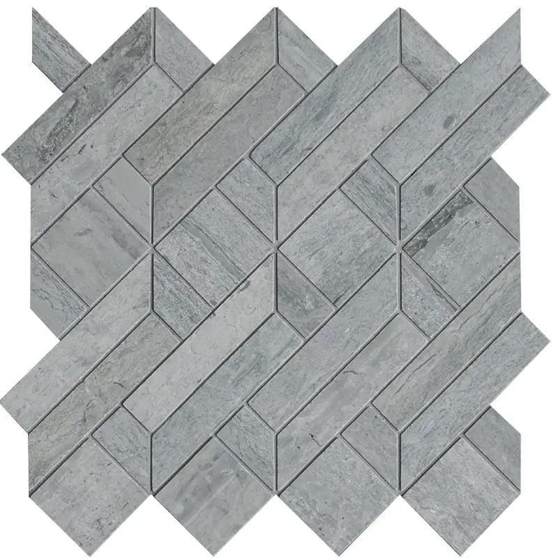 Athens Grey Dark, Atelier Grey Light Honed Desing Bm 101 Waterjet Marble Mosaics 4x7 1/2