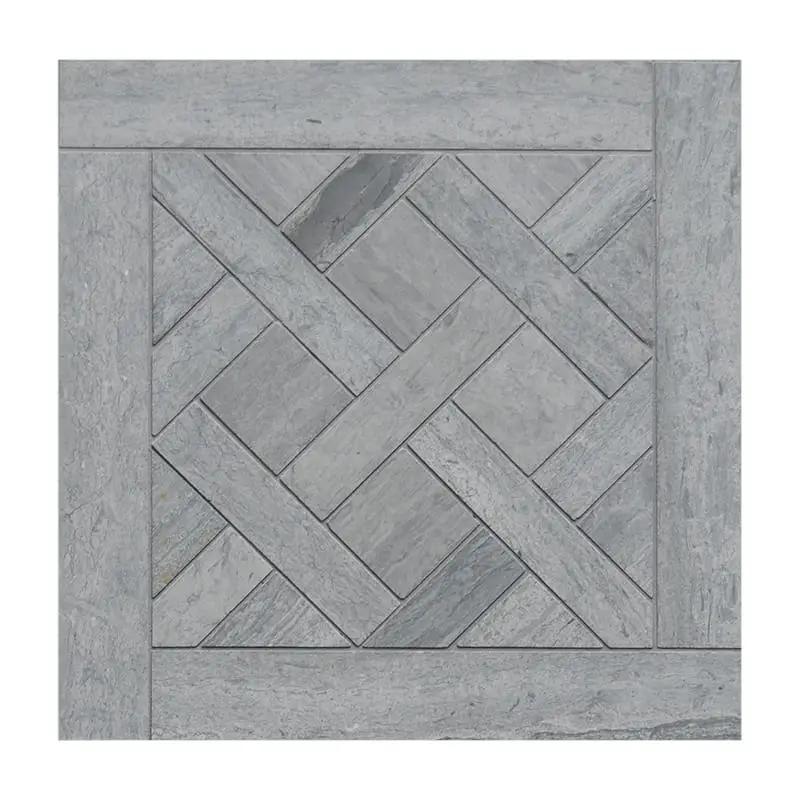 Athens Grey Dark Honed Desing Bm 102 Waterjet Marble Mosaics 8 1/2x8 1/2