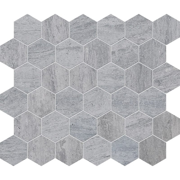 Athens Grey Dark Honed Hexagon 2 Marble Mosaics 12x12