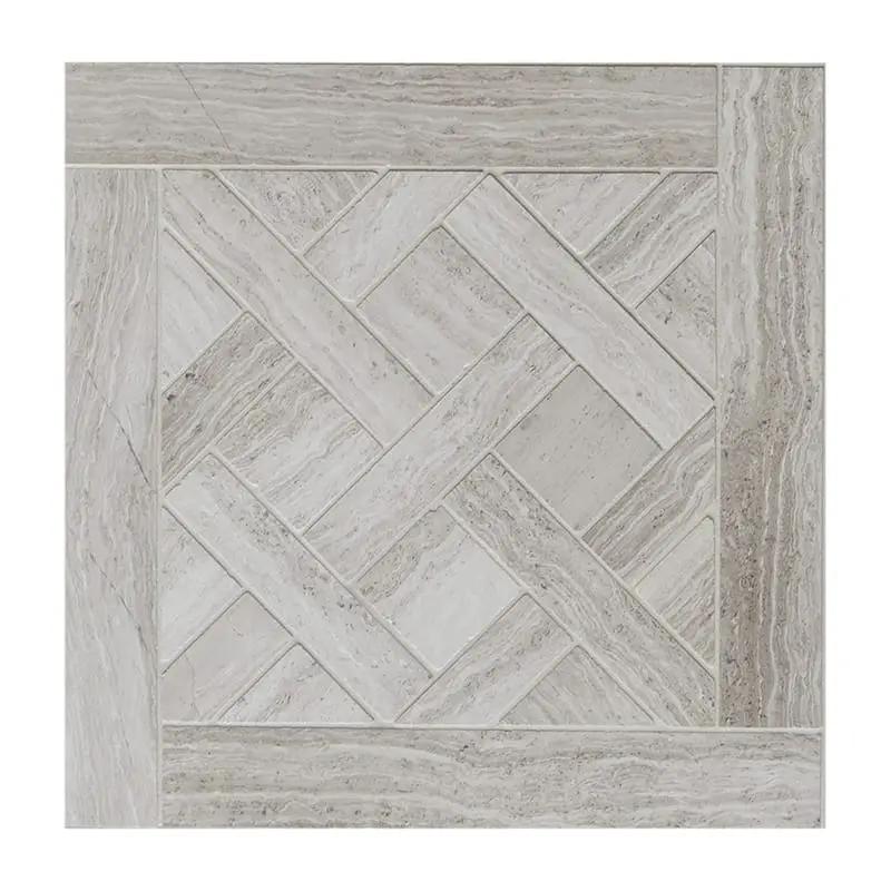 Athens Grey Light Honed Desing Bm 102 Waterjet Marble Mosaics 8 1/2x8 1/2