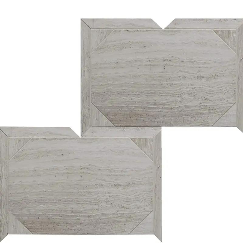 Athens Grey Light Honed Desing Bm 103 Waterjet Marble Mosaics 12 1/4x16 3/16