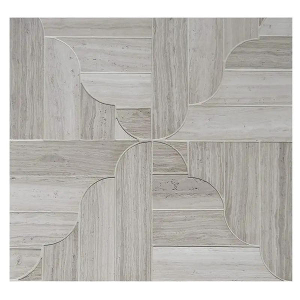 Athens Grey Light Honed Desing Bm 104 Waterjet Marble Mosaics 12 1/16x12 1/16