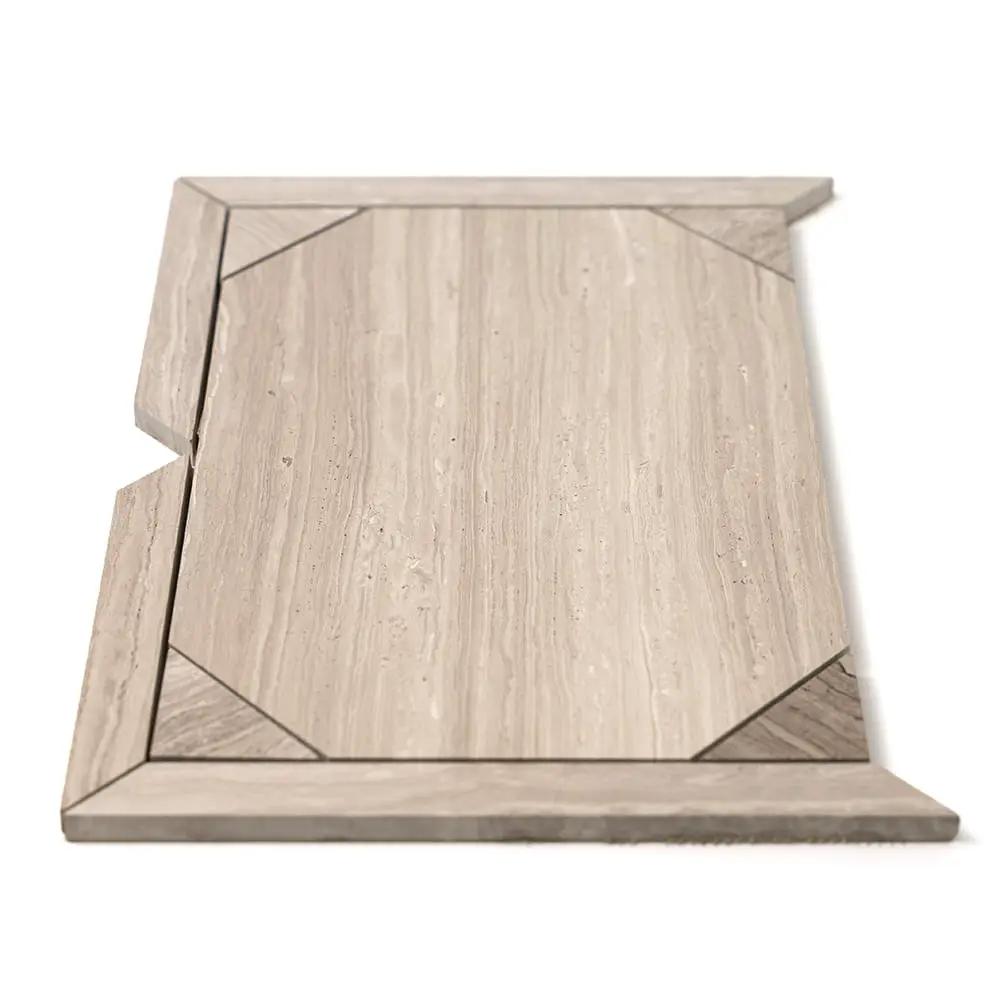 Athens Grey Light Honed Serie Parquet Marble Mosaics 12 1/4x16 3/16 closeup 1