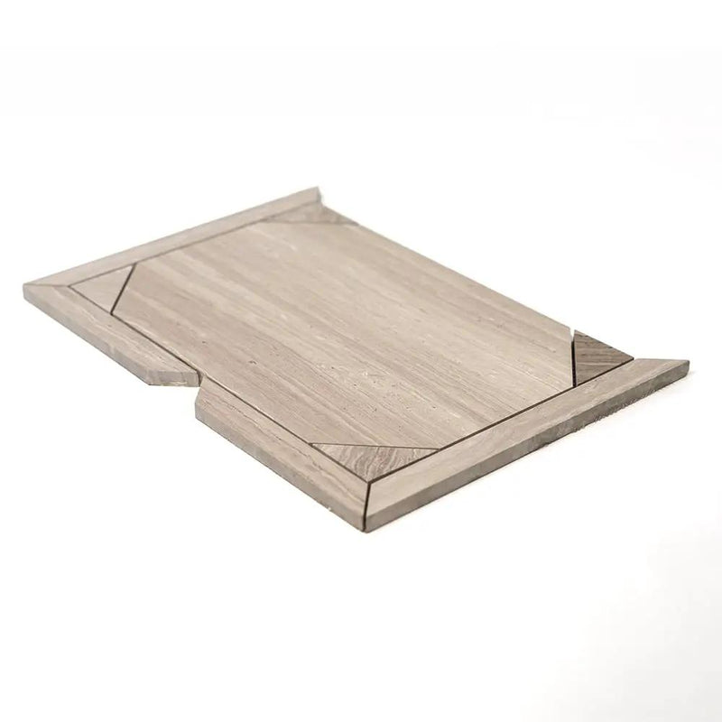 Athens Grey Light Honed Serie Parquet Marble Mosaics 12 1/4x16 3/16 closeup 2