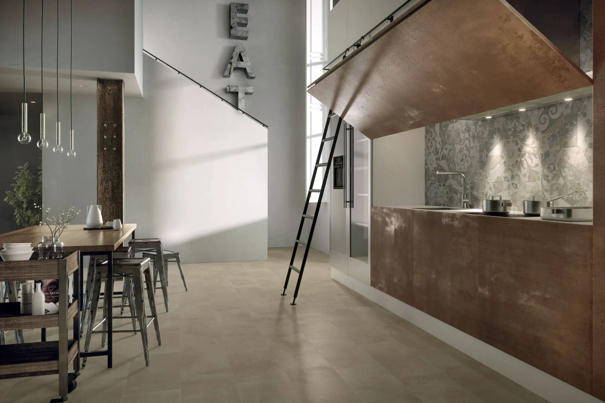 Attitude Warm Sand Hexagon 8 1/ Concrete Look Porcelain Tiles 8.5x10 by landmarkceramics