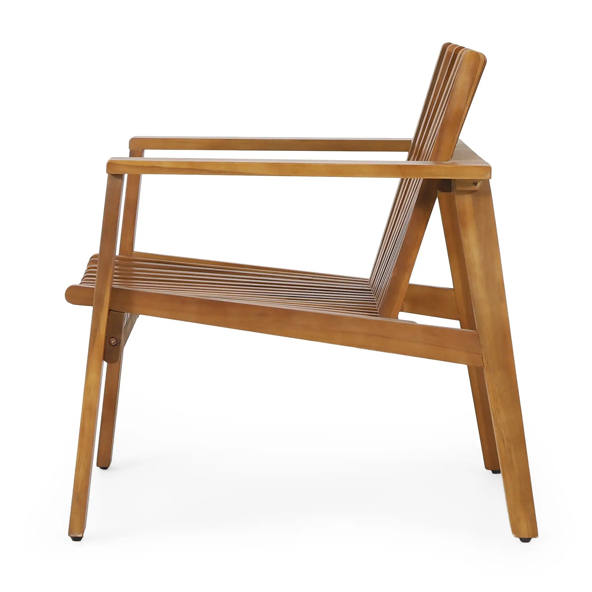 Outdoor Acacia Wood Slatted Club Chairs, Set of 2, Teak Finish by HouseOfZazla