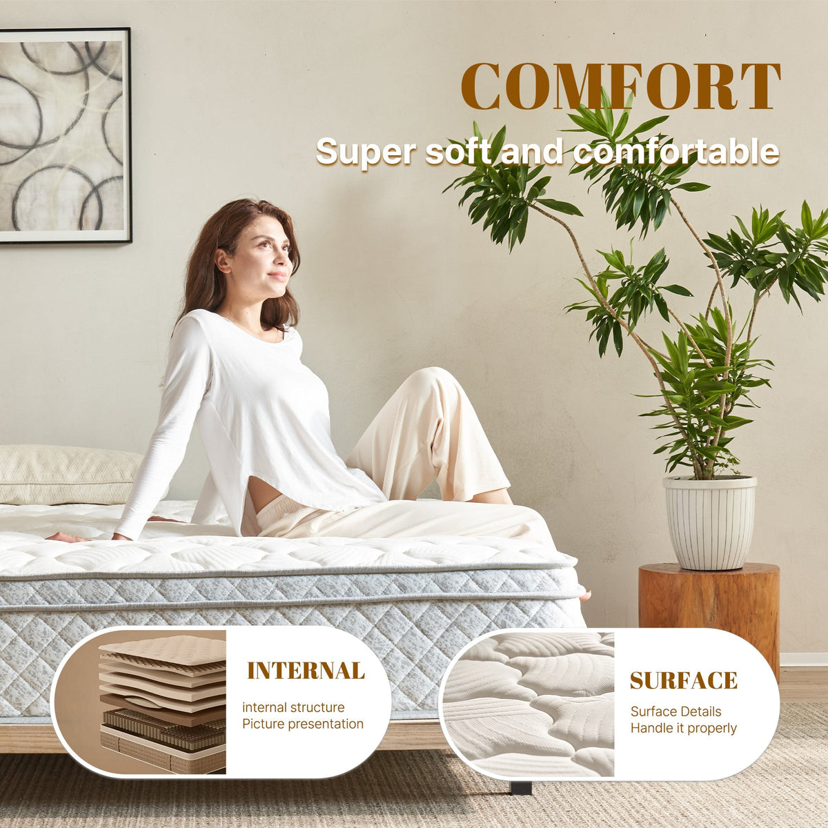 TM Home 12 Inch Hybrid Cooling Memory Foam Mattress, photo 4 of 5