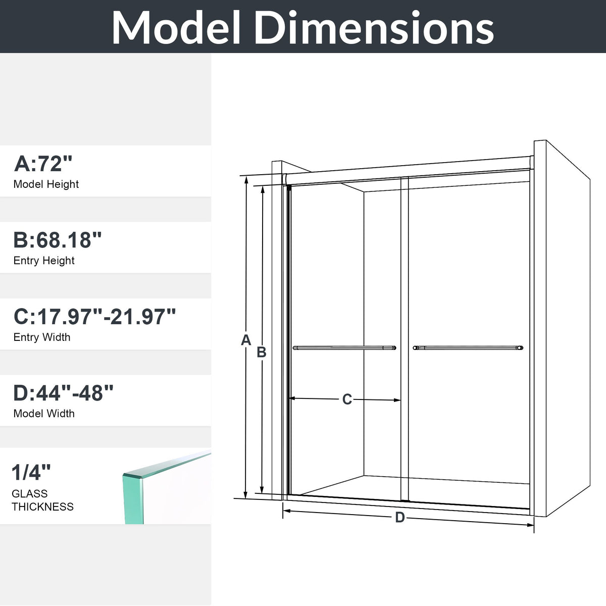 Modern Semi Frameless Double Sliding Shower Door, photo 12 of 16