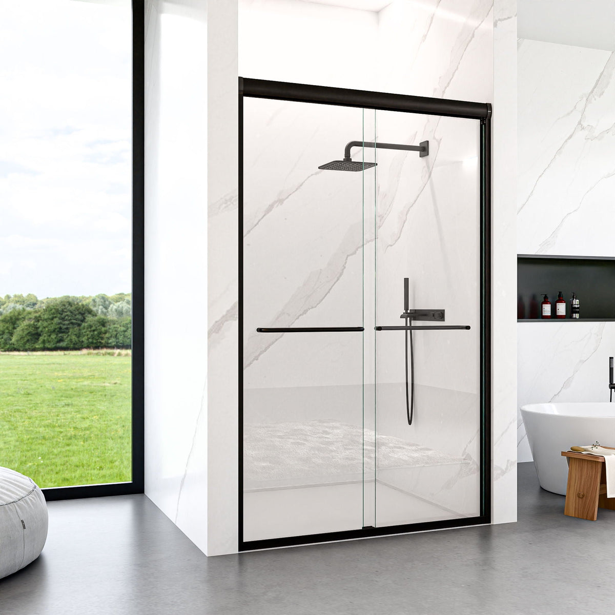 Modern Semi Frameless Double Sliding Shower Door, photo 15 of 16