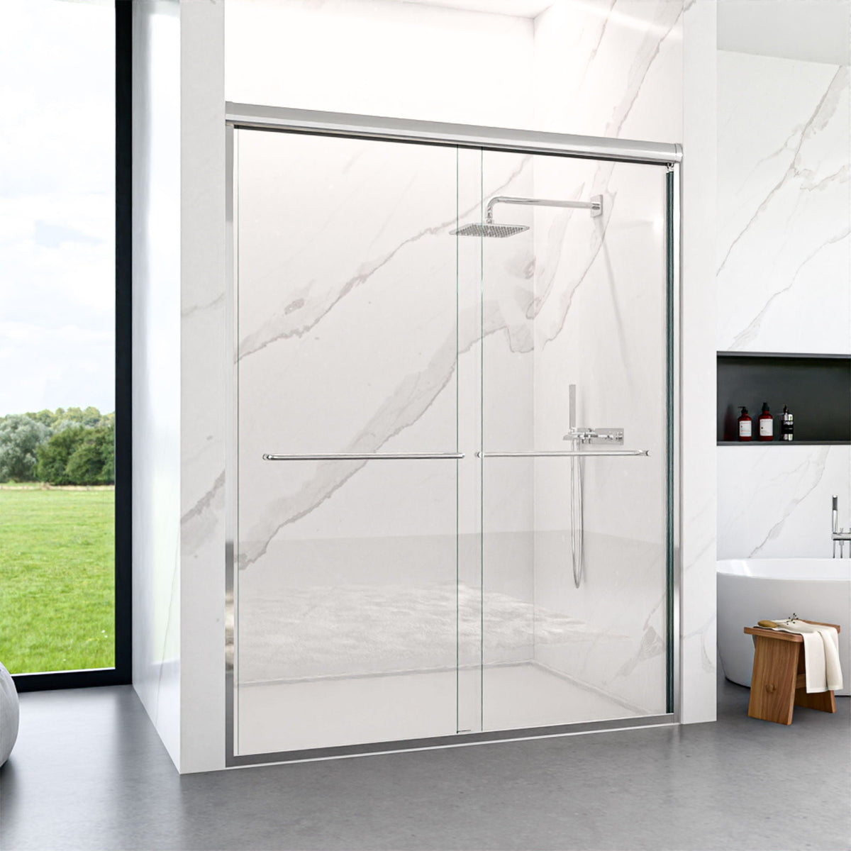 Modern Semi Frameless Double Sliding Shower Door, photo 16 of 16