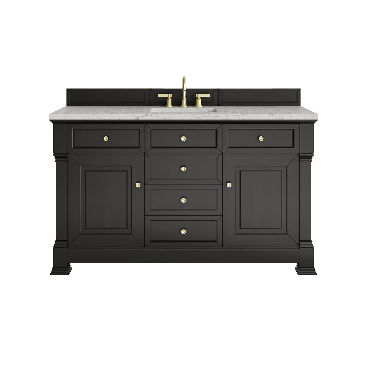 James Martin Brookfield 60" Single Bathroom Vanity, Black Onyx with Eternal Jasmine Pearl countertop