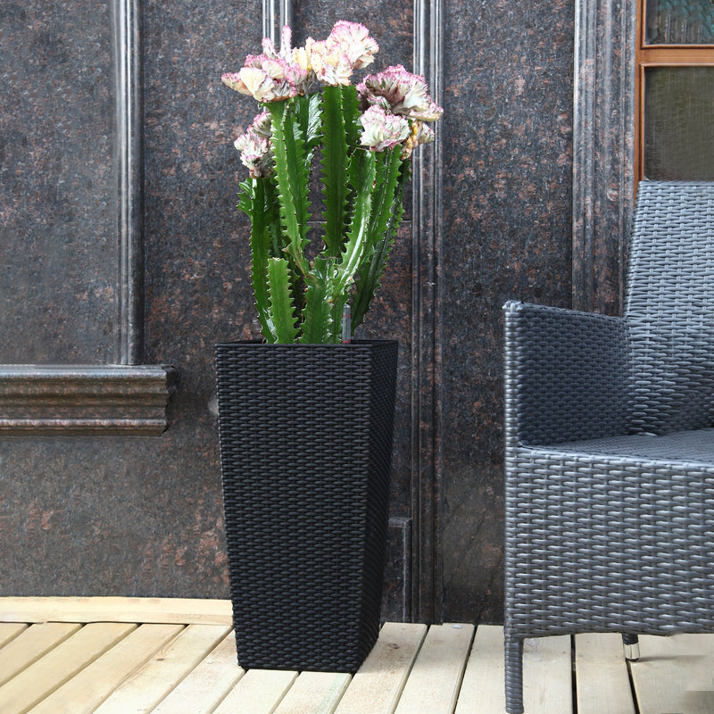 Square Planters with Automatic Watering System - Faux Rattan, Pack of 2, photo 11 of 15