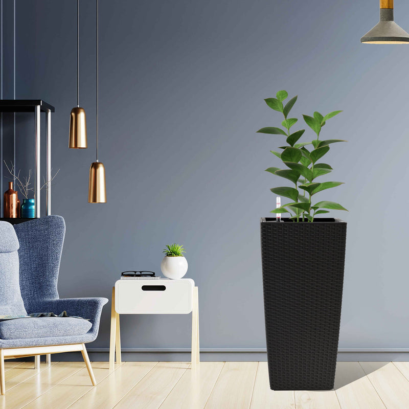 Square Planters with Automatic Watering System - Faux Rattan, Pack of 2, photo 12 of 15