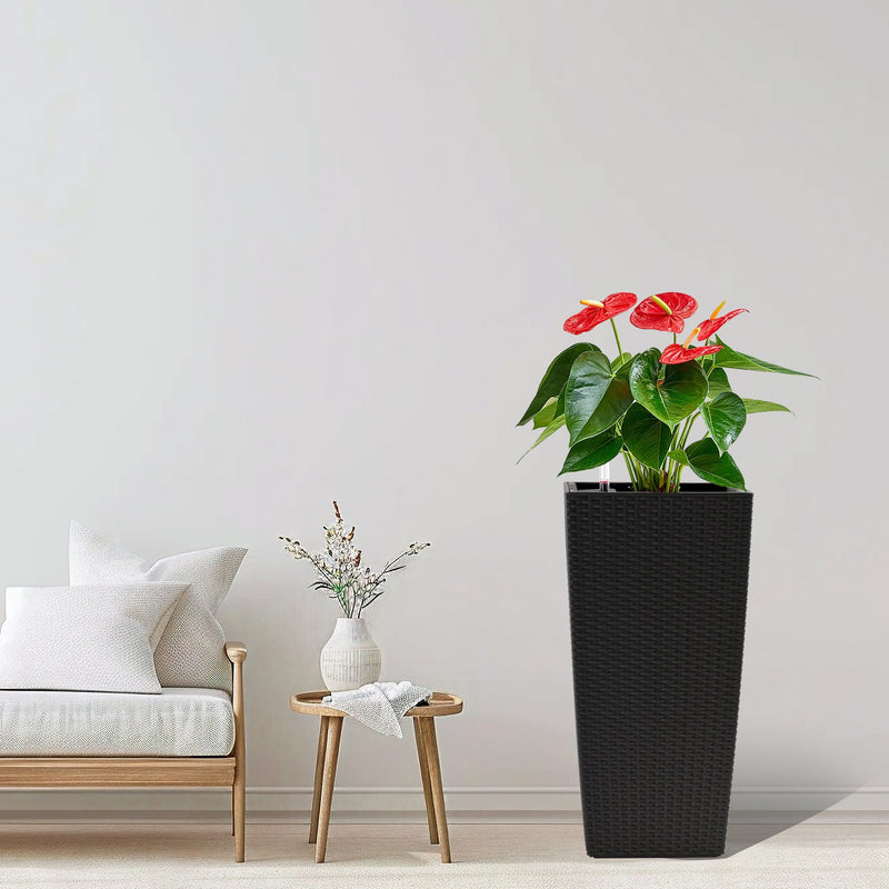 Square Planters with Automatic Watering System - Faux Rattan, Pack of 2, photo 13 of 15