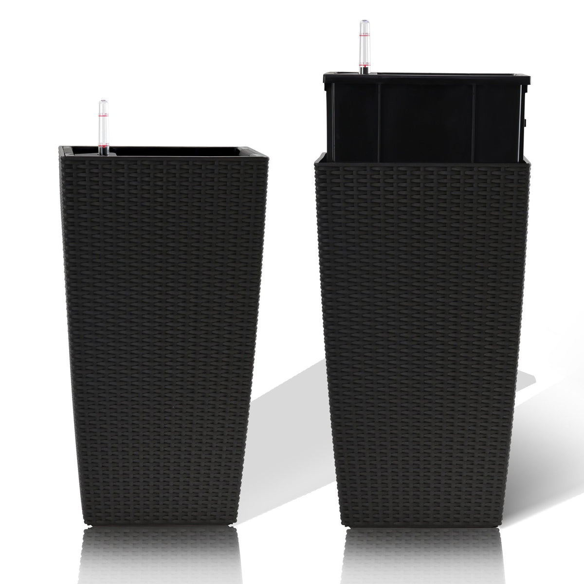 Square Planters with Automatic Watering System - Faux Rattan, Pack of 2, photo 15 of 15