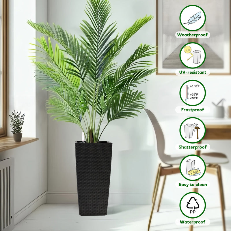 Square Planters with Automatic Watering System - Faux Rattan, Pack of 2, photo 7 of 15