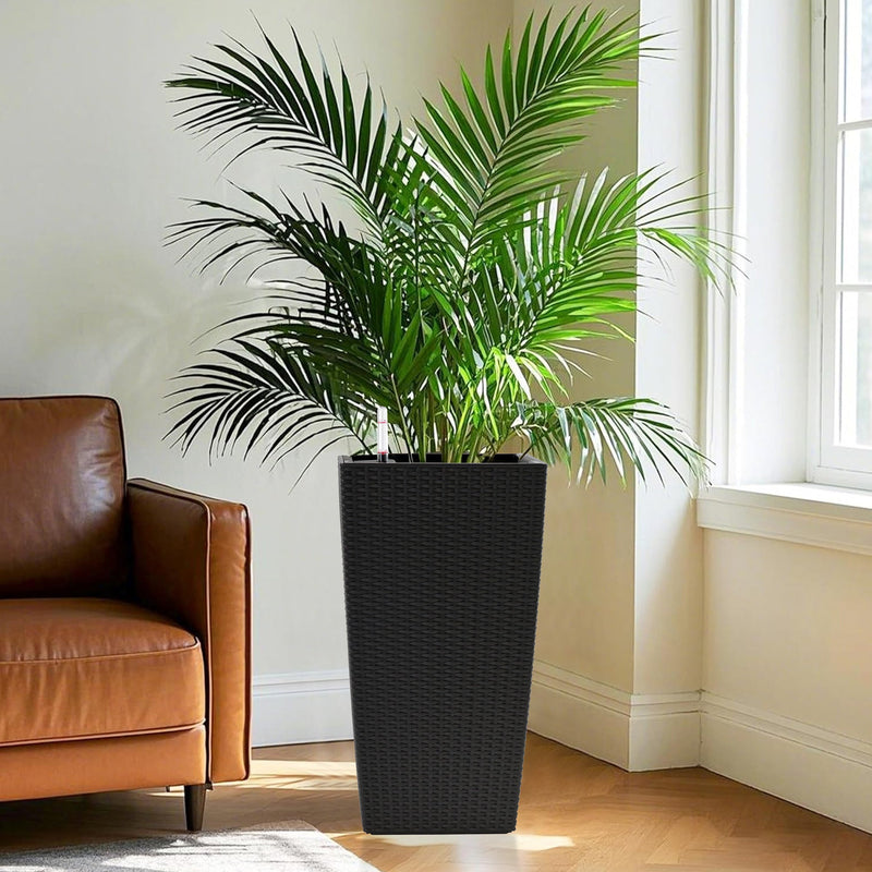 Square Planters with Automatic Watering System - Faux Rattan, Pack of 2, photo 9 of 15