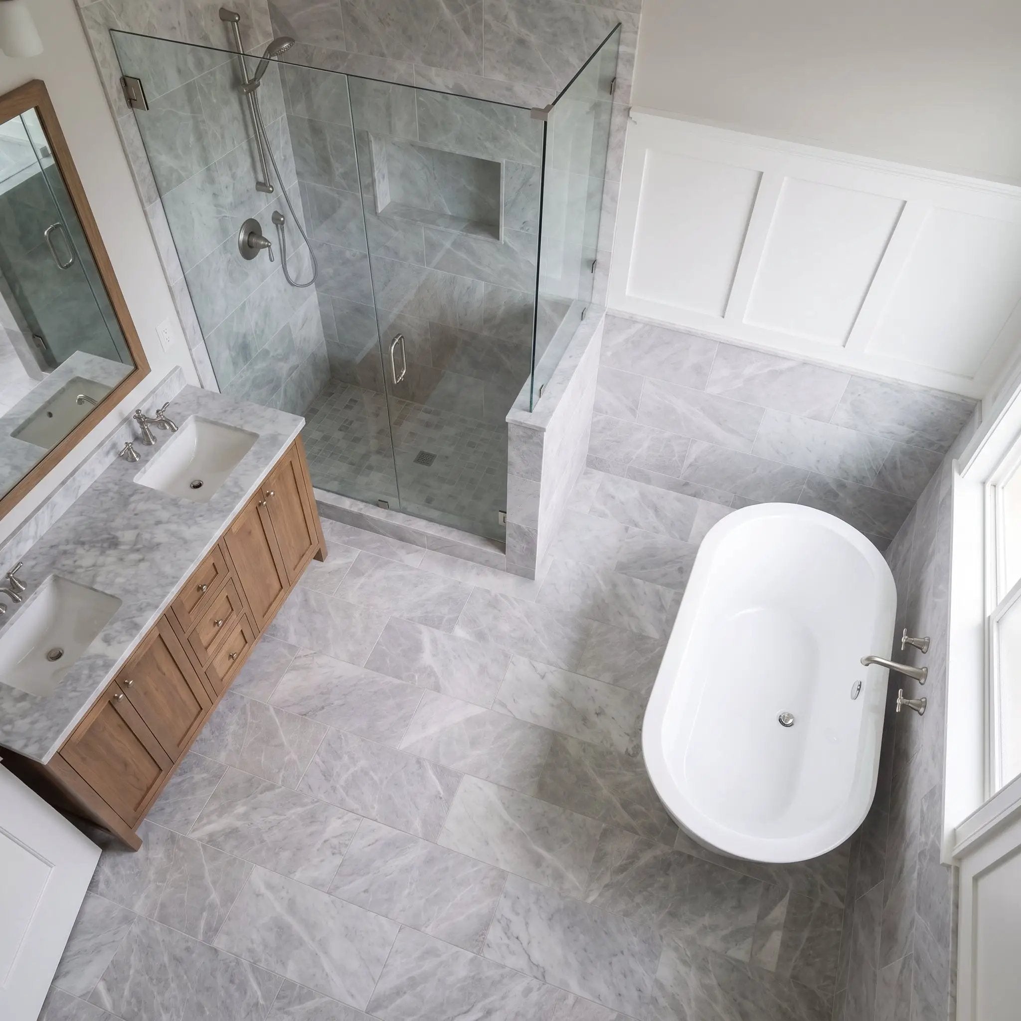 Avalanche Honed Marble Tiles 12x24 by Stonetiledepot