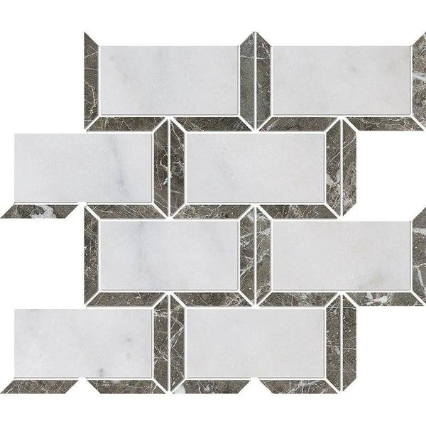 Avalon, Silver Drop Polished Cascade Marble Mosaics 9 5/8x11 13/16