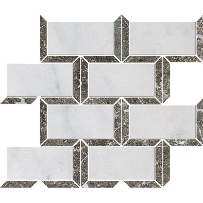 Avalon, Silver Drop Polished Cascade Marble Mosaics 9 5/8x11 13/16 by Stonetiledepot