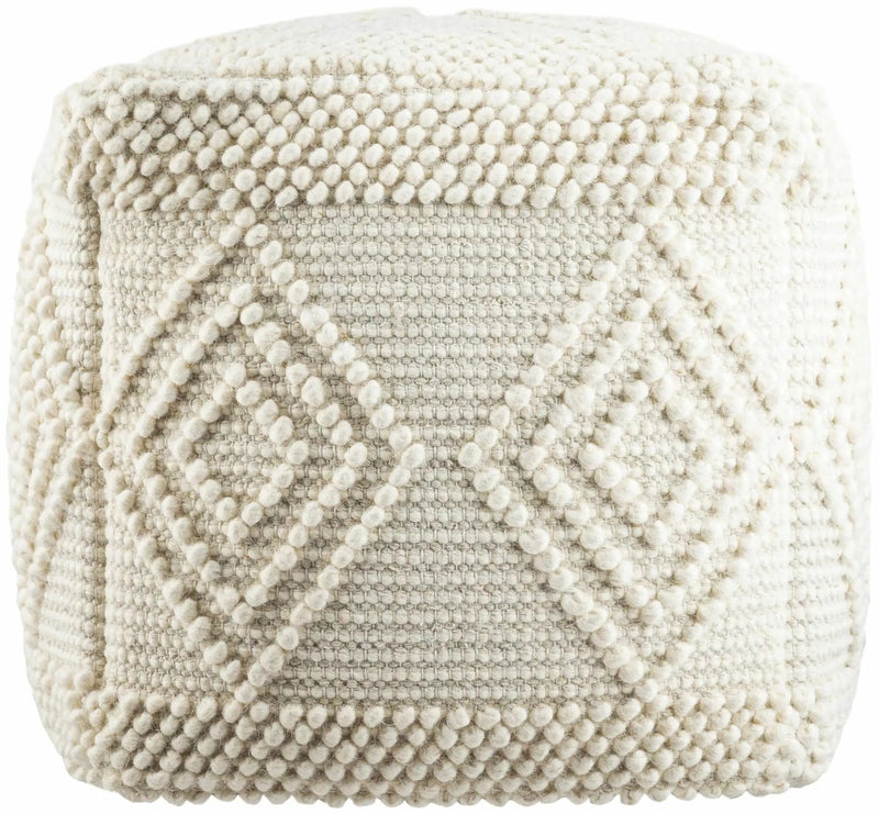 Aveley Beige Cotton Knitted Pouf by Boutique Rugs