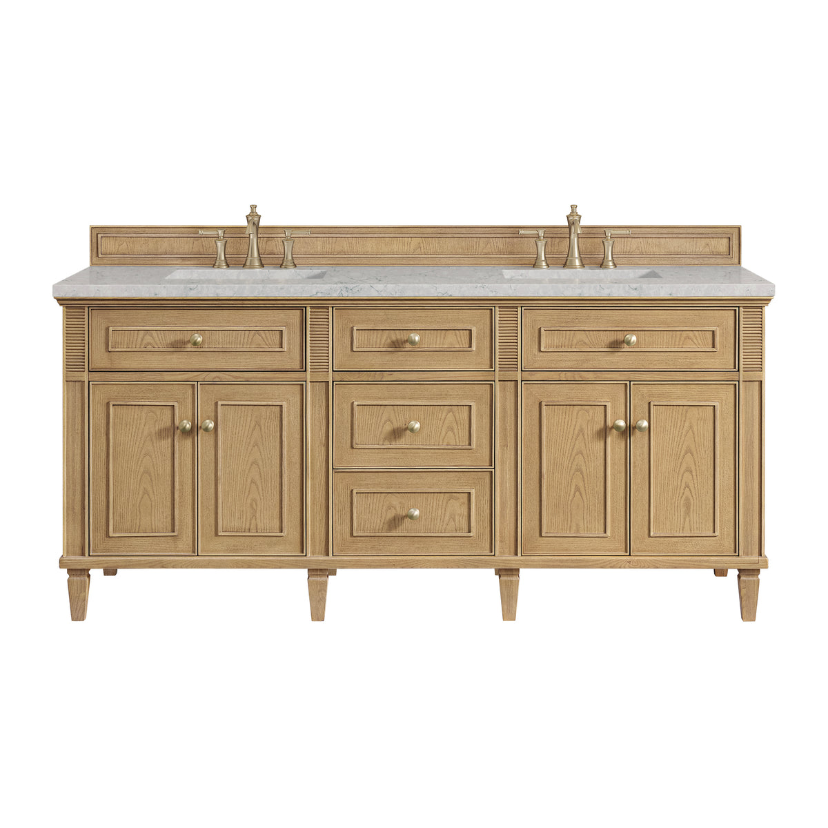 James Martin Lorelai 72" Double Bathroom Vanity, Light Natural Oak with Eternal Jasmine Pearl countertop