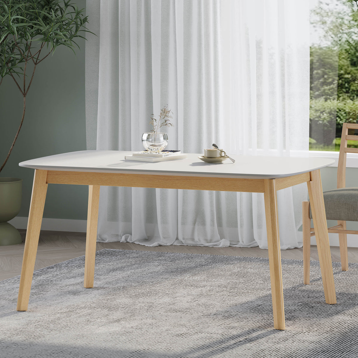 Mid-Century Dining Table with Faux Wood Top - Natural/White, photo 4 of 10