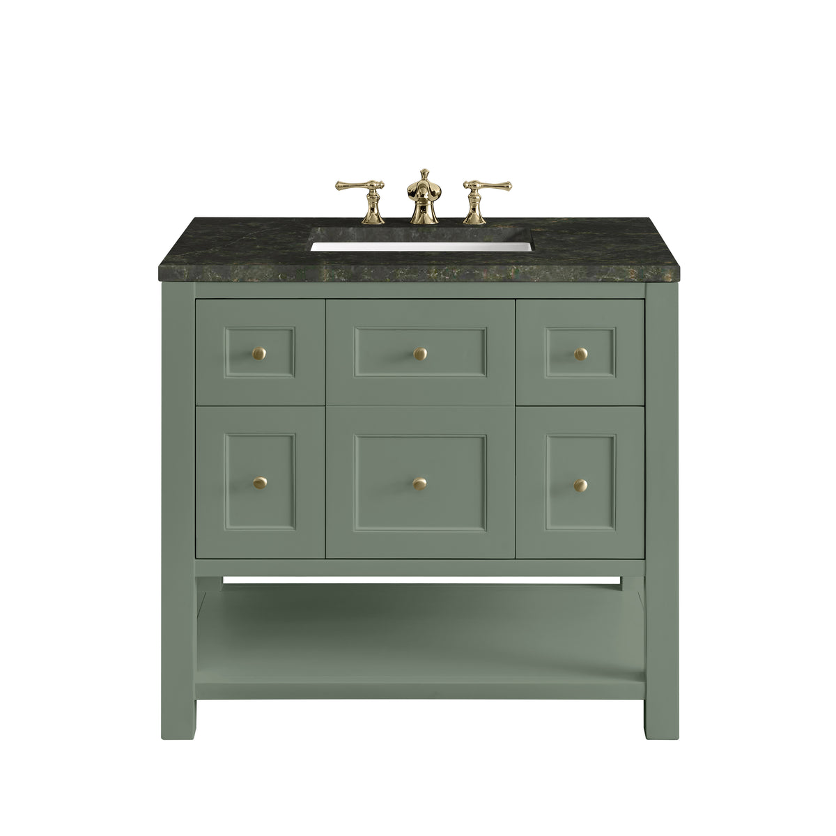 James Martin Breckenridge 36" Single Bathroom Vanity, Smokey Celadon with Phantome countertop