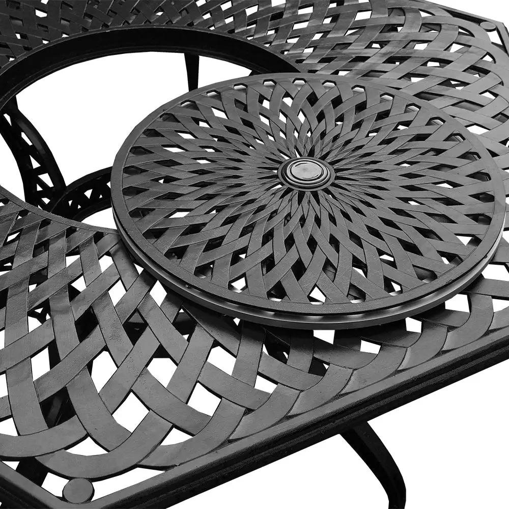 Outdoor Aluminum 7pc Hexagon Patio Dining Set, Lazy Susan, Six Chairs by Sharicks