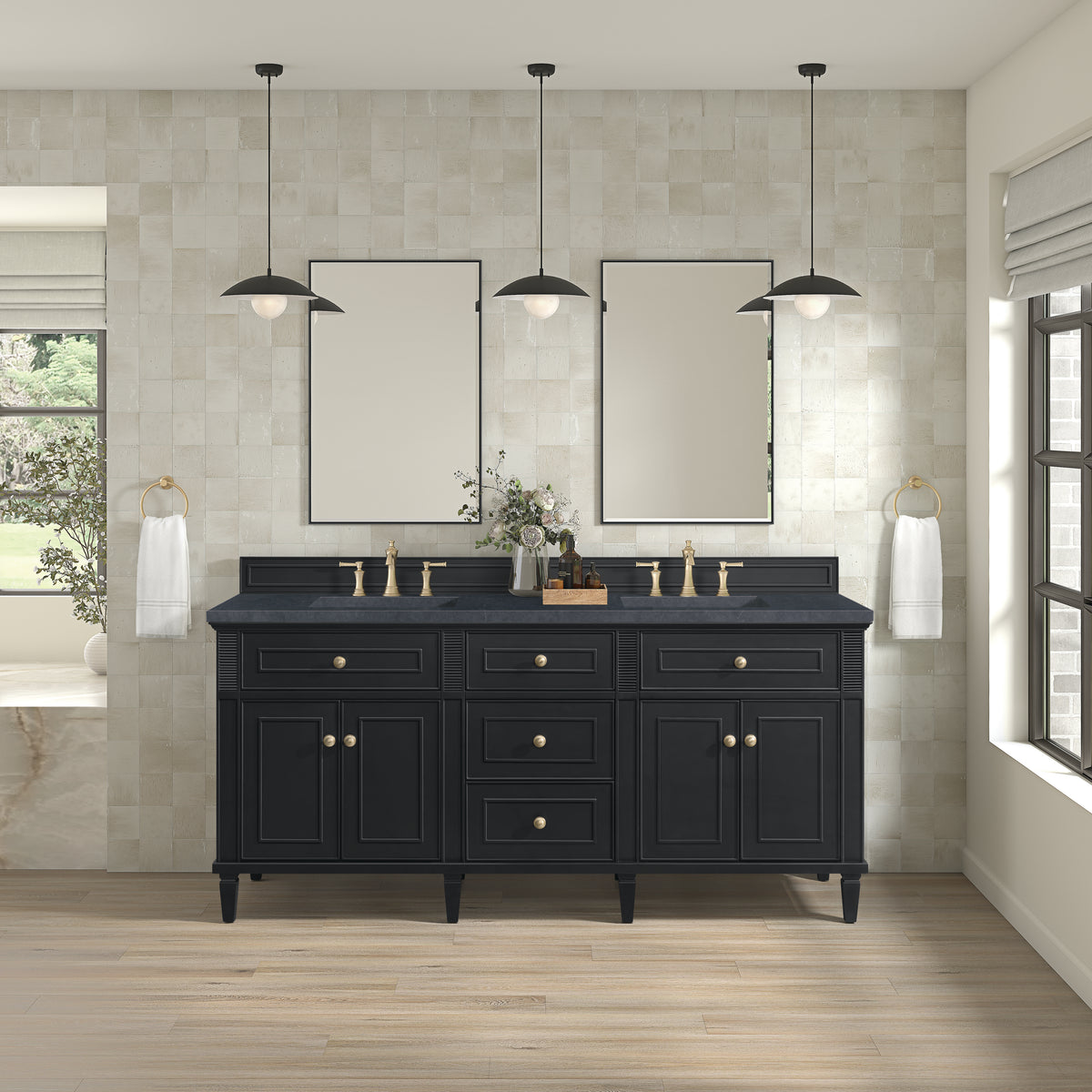 James Martin Lorelai 72" Double Bathroom Vanity, Black Onyx, view 39