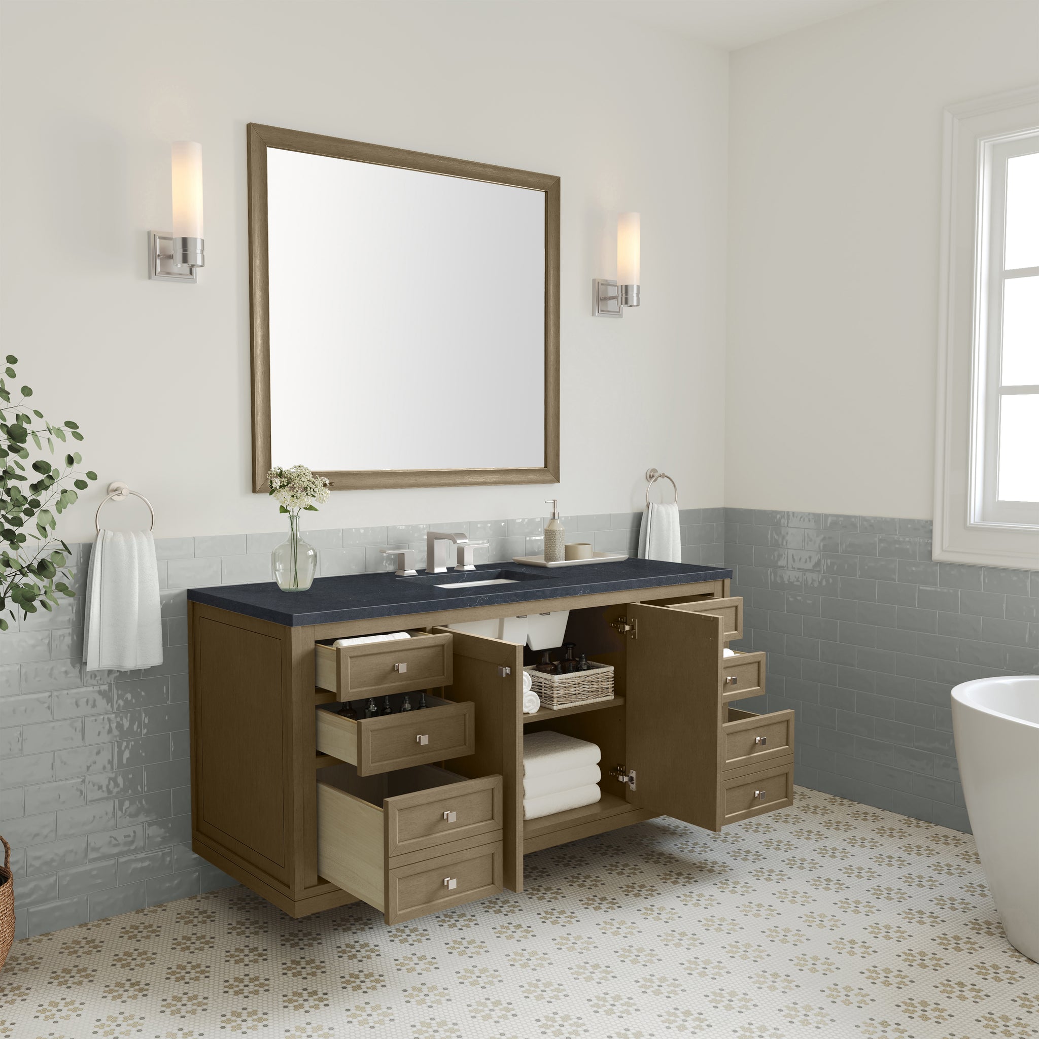 James Martin Chicago 60" Single Bathroom Vanity, Walnut Whisper by James Martin
