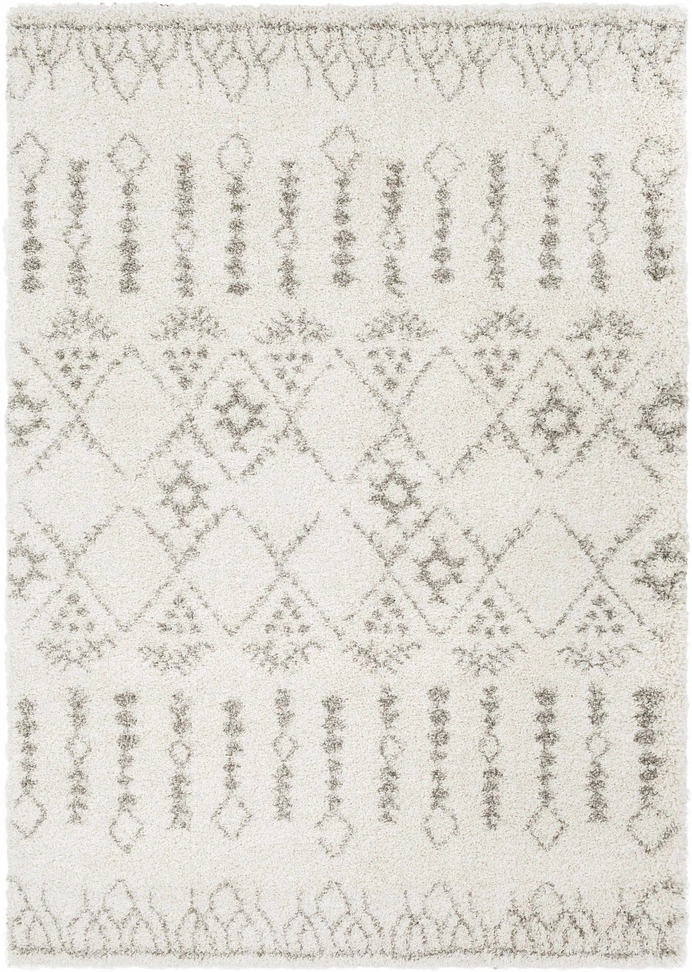 Aylett Beige Trellis Shag Rug - Clearance by Boutique Rugs