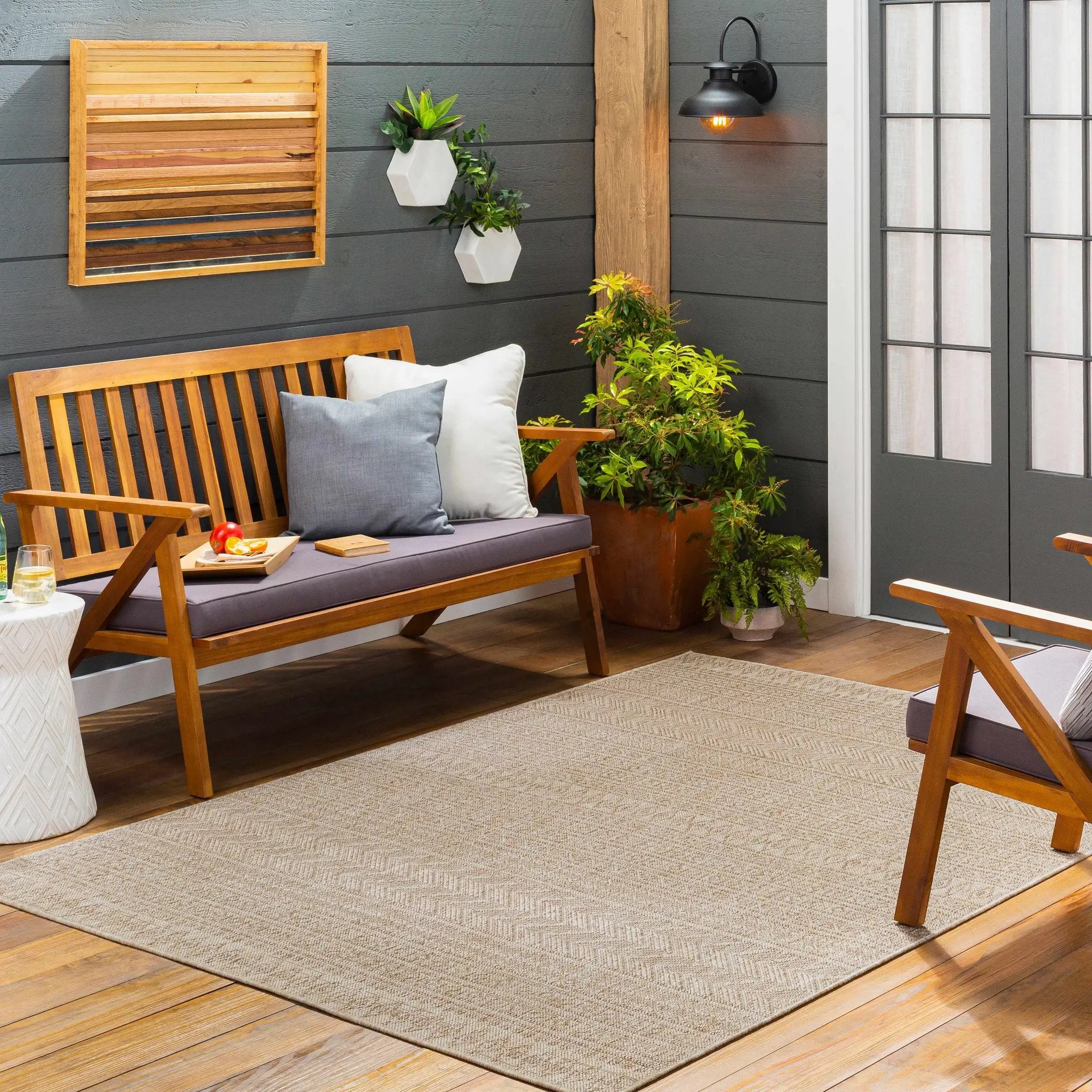 Madras Cream All Over Performance Outdoor Rug by Boutique Rugs