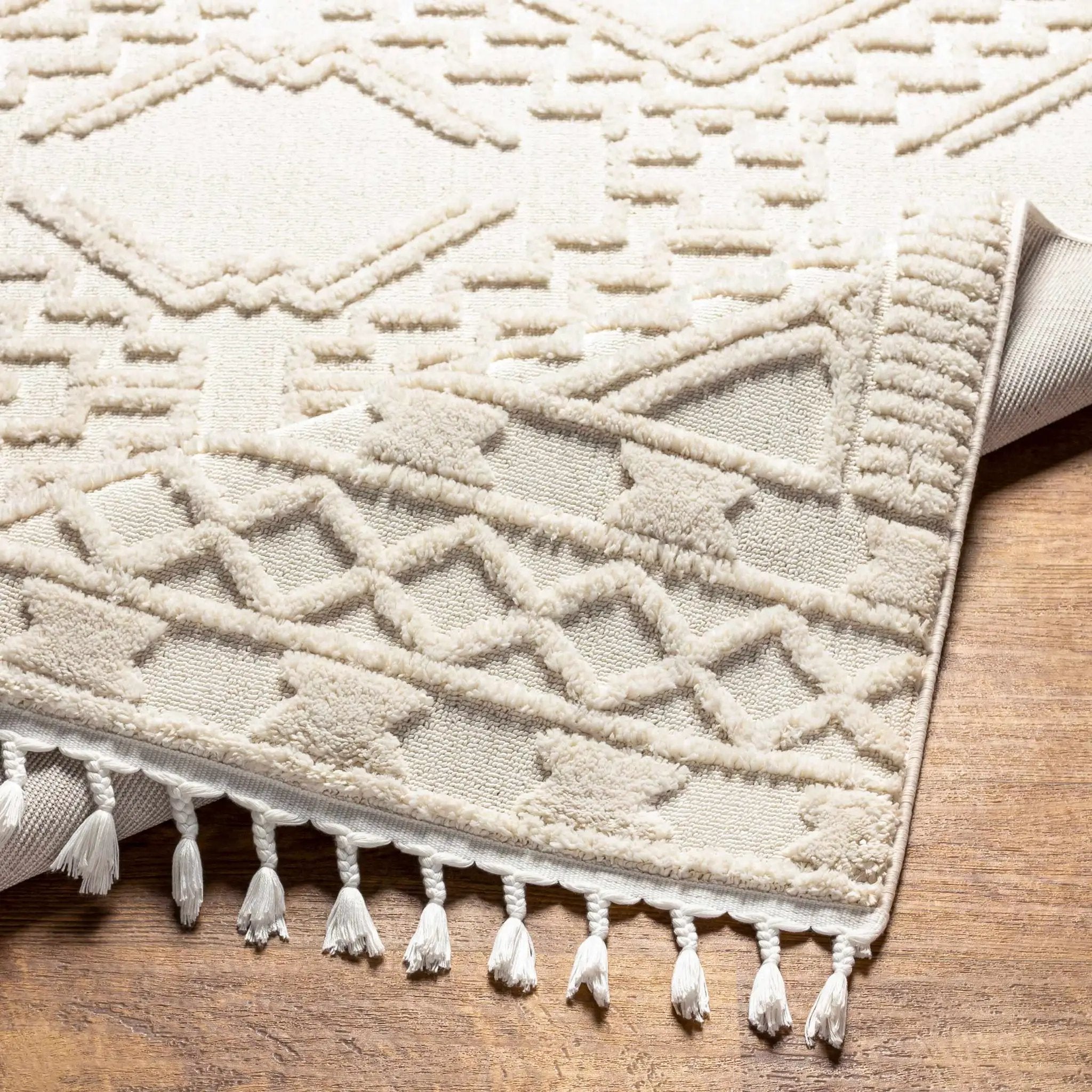 Kalkan High/Low Pile Rug with Tassels - Clearance by Boutique Rugs