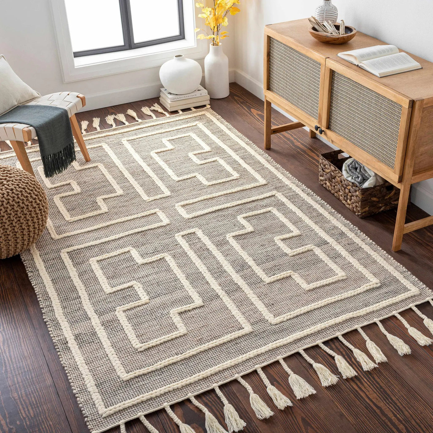 Azra Tasseled Jute&Wool Rug - Clearance by Boutique Rugs
