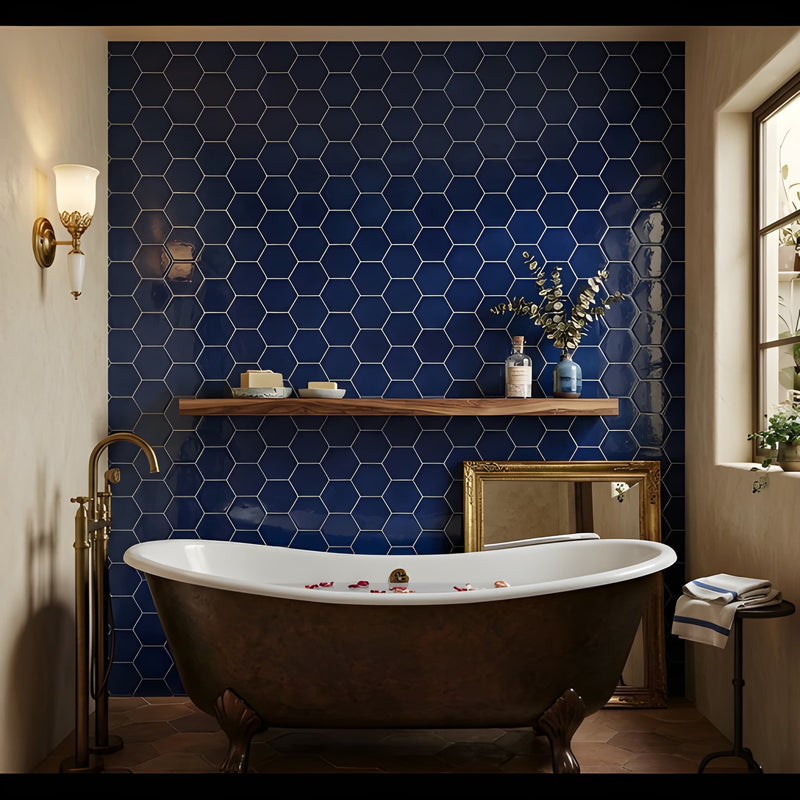 Azul Laguna Glossy Hexagon 4 Ceramic Tiles 4x4 Ceramic Glossy 4x4 Tiles — 2