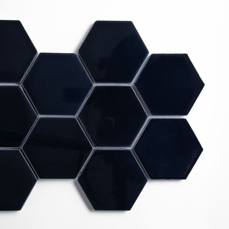 Azul Laguna Glossy Hexagon 4 Ceramic Tiles 4x4 Ceramic Glossy 4x4 Tiles — 4