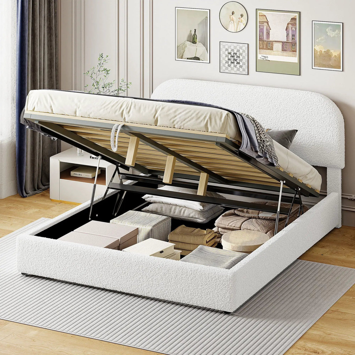 Upholstered Platform Bed With Hydraulic Storage System by HouseOfZazla