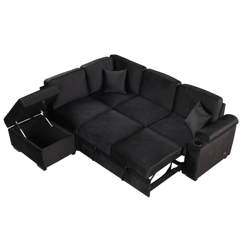 Sleeper Sofa Bed, 2 In 1 Pull Out Sofa Bed L Shape Couch With Storage Ottoman For Living Room, Bedroom Couch And Small Apartment by HouseOfZazla