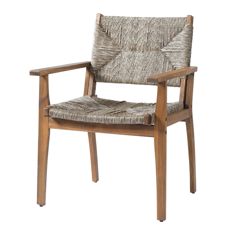 Durable Outdoor Dining Chair Set with Acacia Wood Frame and Wicker Seat by HouseOfZazla