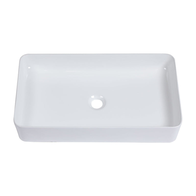 Modern Ceramic Rectangular Bathroom Vessel Sink With European Design by HouseOfZazla