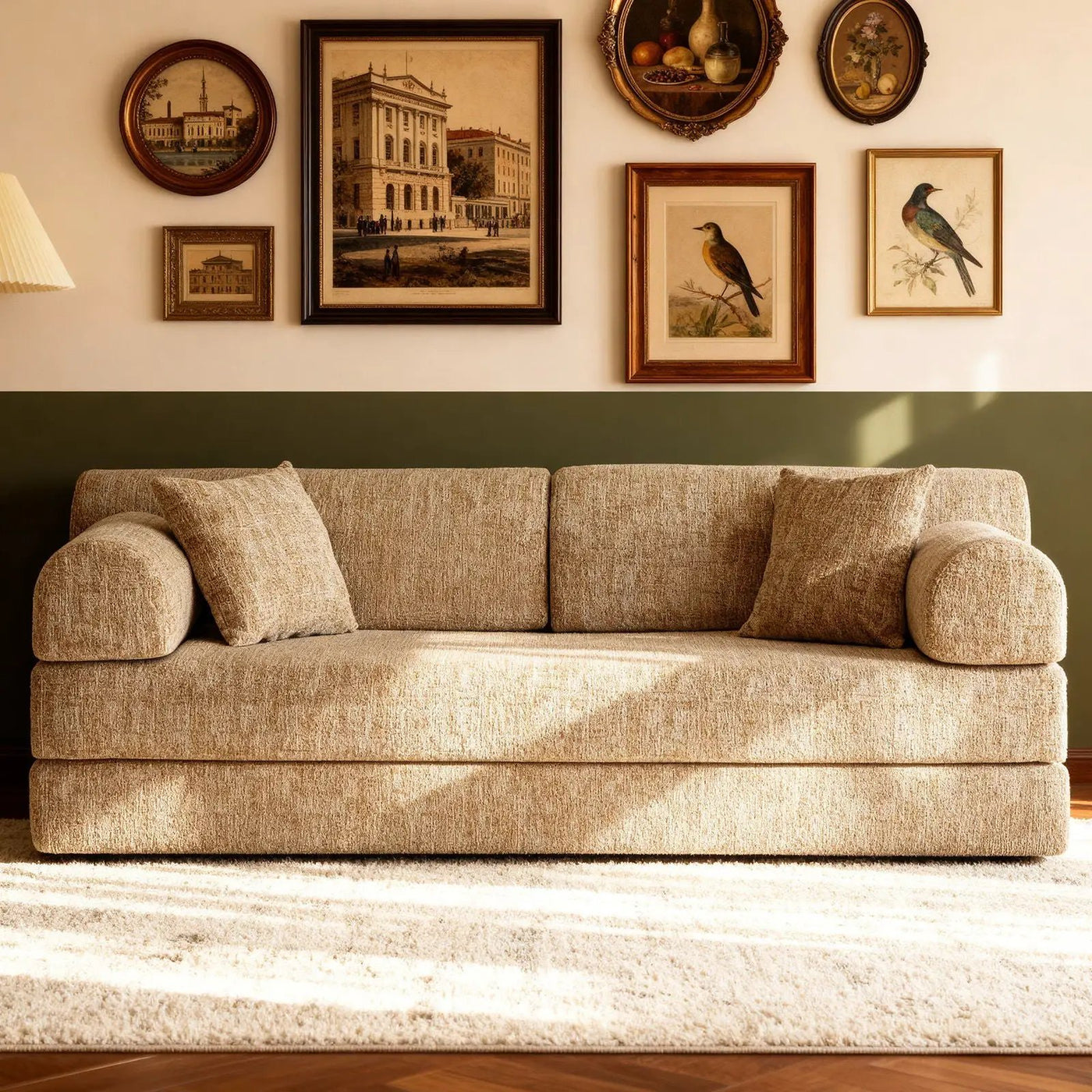 Modern 2 Tone Fabric Convertible Sleeper Sofa Bed by HouseOfZazla