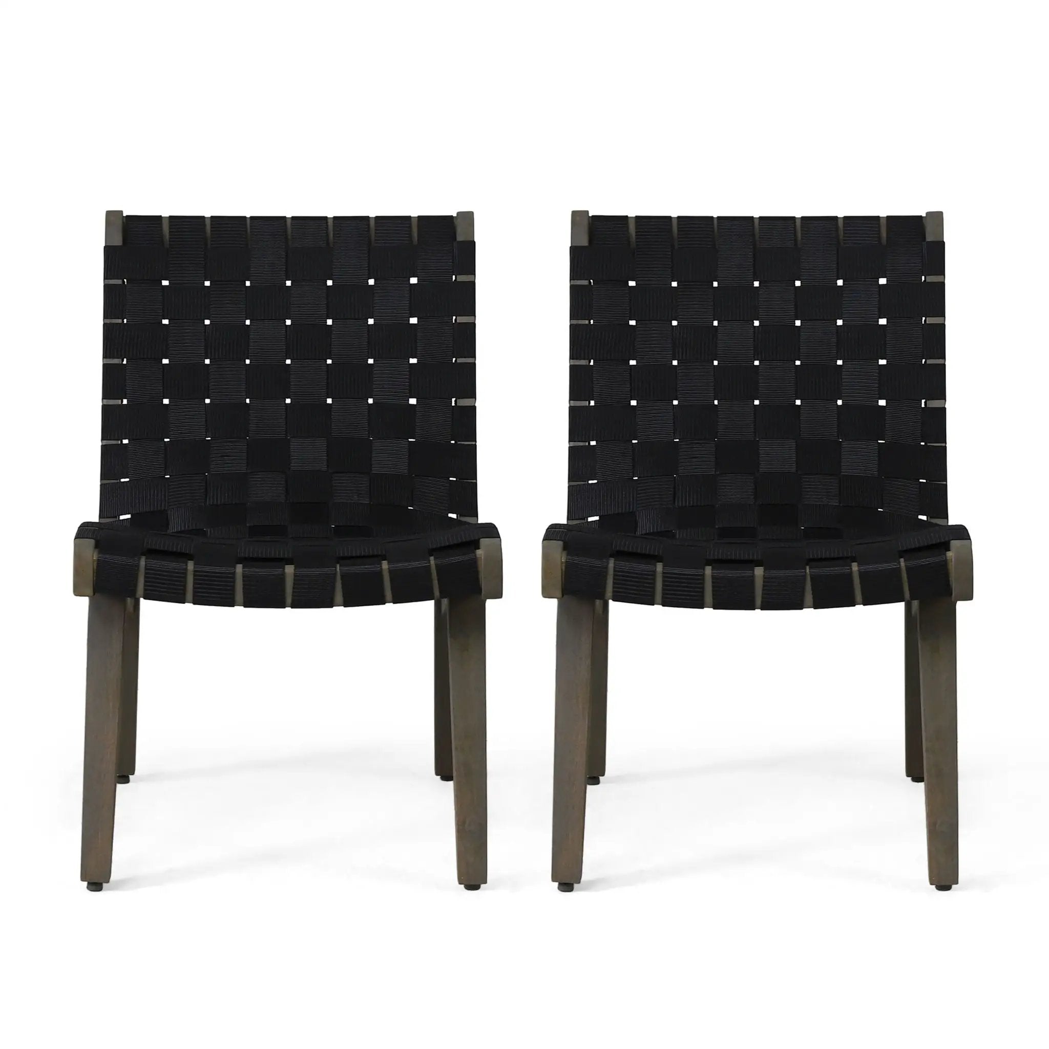 Lounge Chair With Stunning Rope Weave Design, Set of 2 - Black by HouseOfZazla