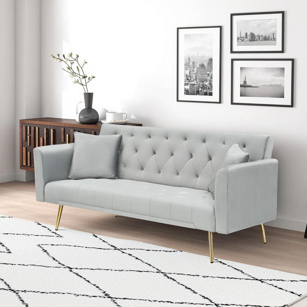 Convertible Fabric Futon Sofa Bed with Adjustable Positions - Multiple Colors, photo 20 of 20