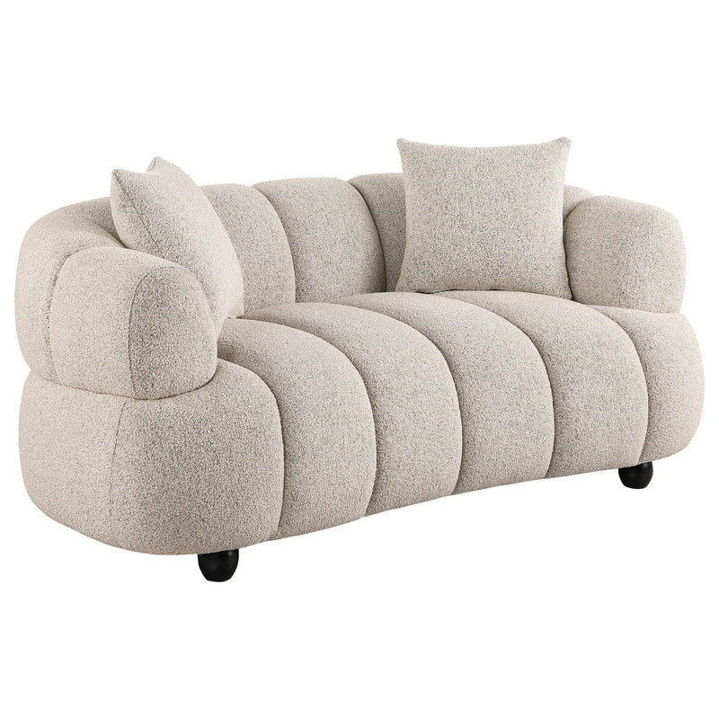 Whitney Contemporary Channel Tufted Boucle Upholstered Sofa Set by Unique Piece Furniture
