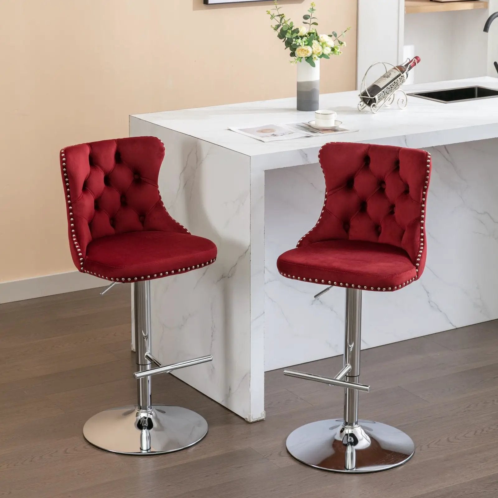 Swivel Adjustable Height Barstools Set of 2 by HouseOfZazla