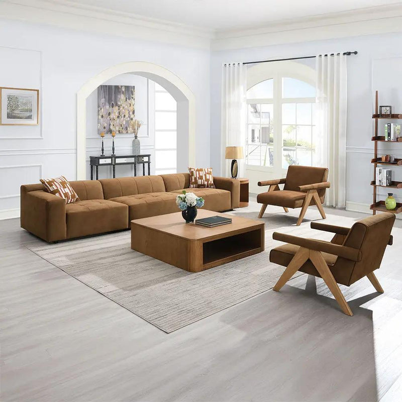Zoey - Accent Chair - Chocolate Suede & Oak by Unique Piece Furniture