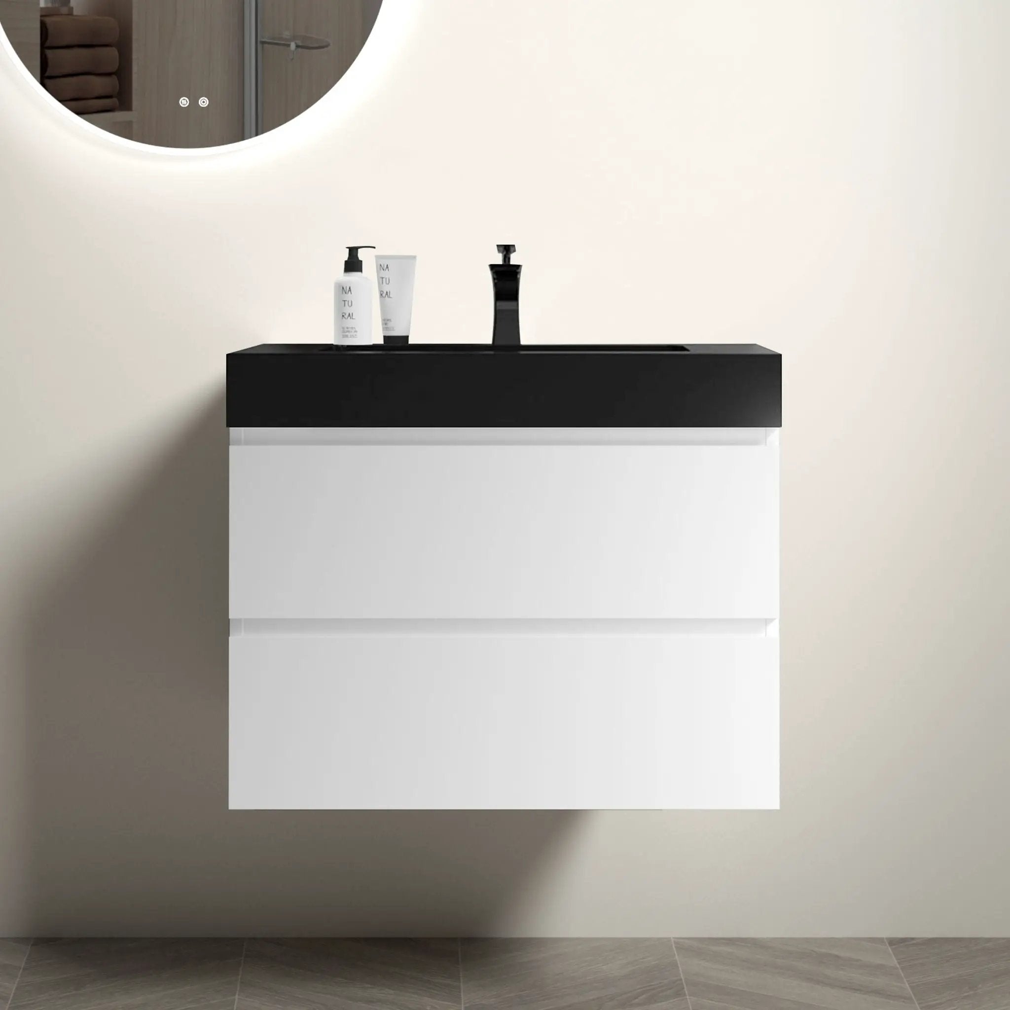 Alice - Bathroom Vanity With Large Storage, Sink Wall Mounted Floating Bathroom Vanity For Modern Bathroom, One-Piece Sink Basin Without Drain And Faucet by Unique Piece Furniture